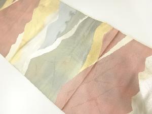 アンティーク 服部織物製 こはく錦山並み模様織出し袋帯(材料)